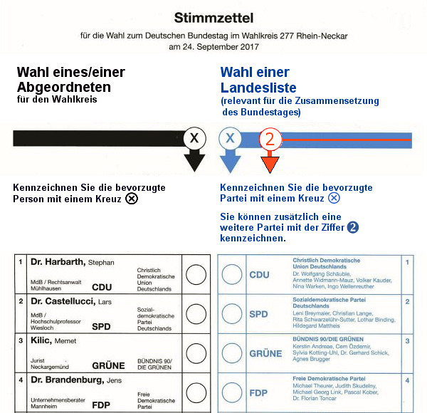 Entwurf eines Stimmzettels für die Dualwahl